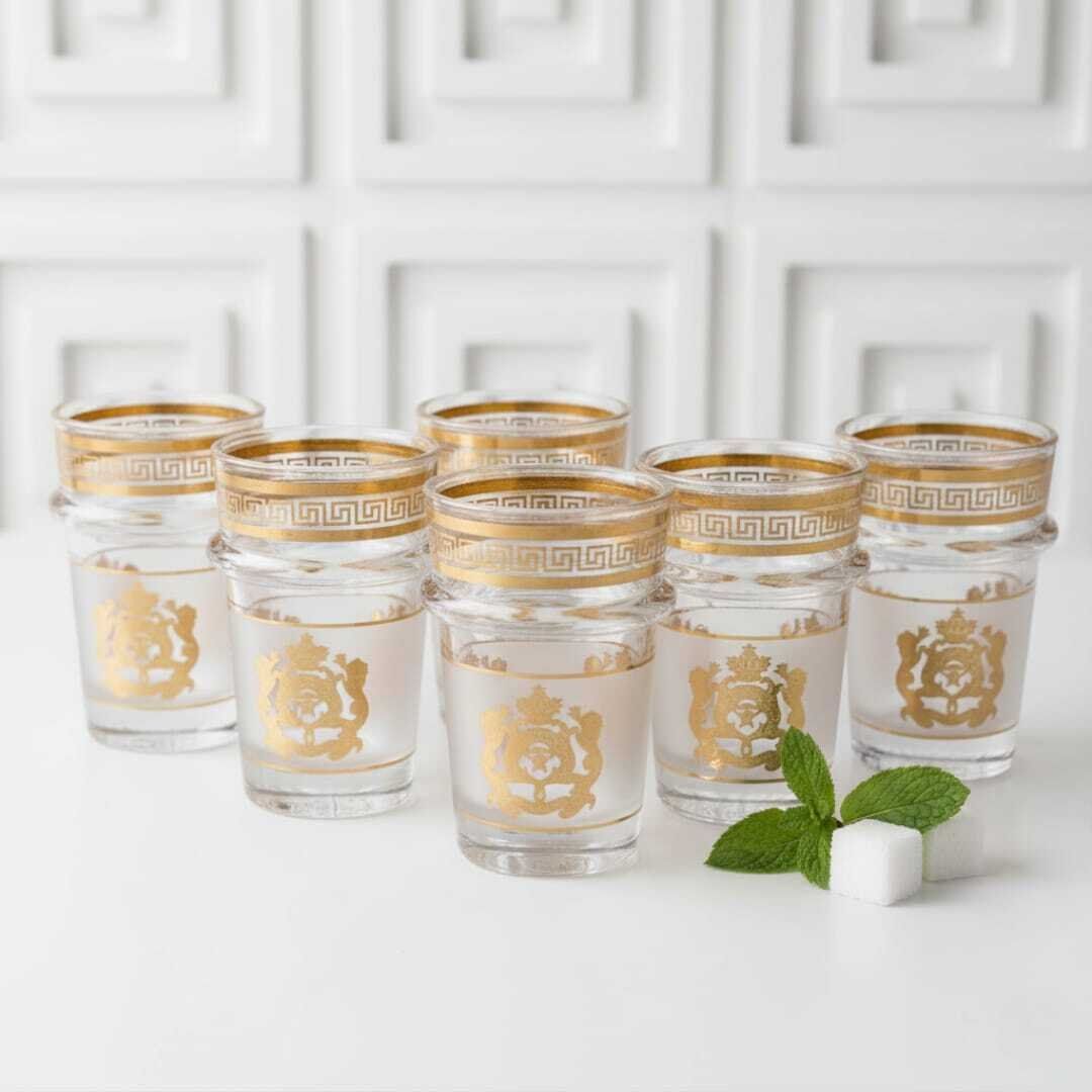 Set De 6 Verres À Thé Marocains En Verre Cristallin thumbnail 4