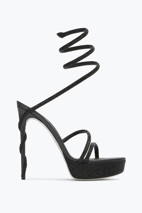 Sandale à Plateforme Noire Margot Crystal