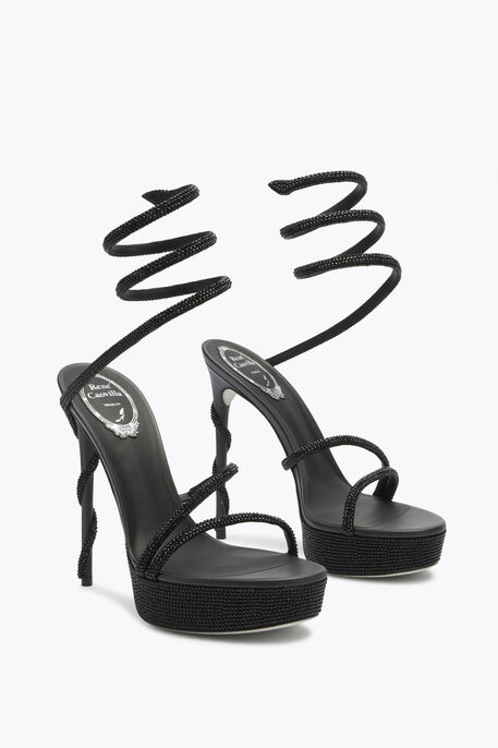 Sandale à Plateforme Noire Margot Crystal