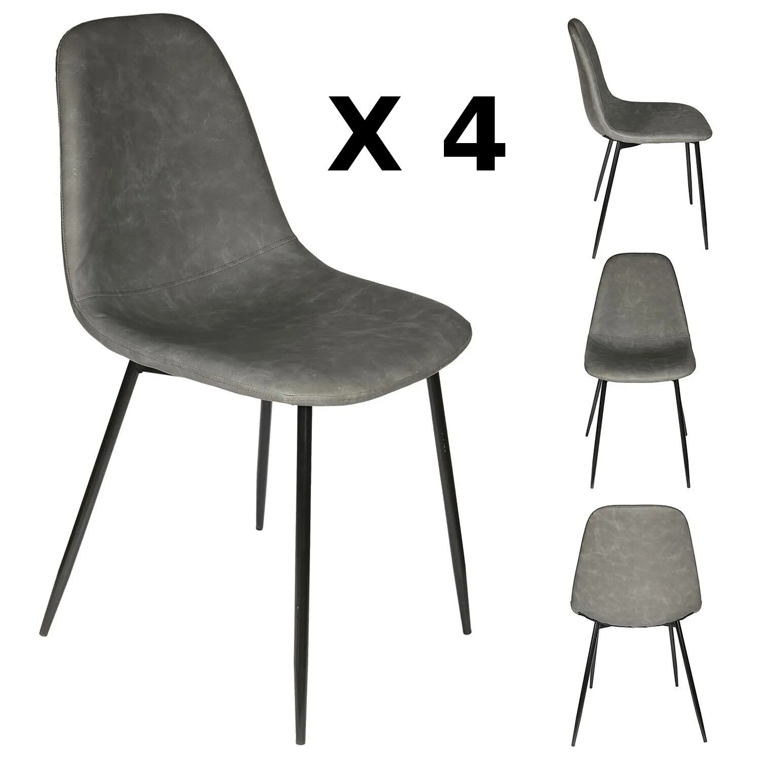 Lot De 4 Amber Chaises De Salle À Manger Gris