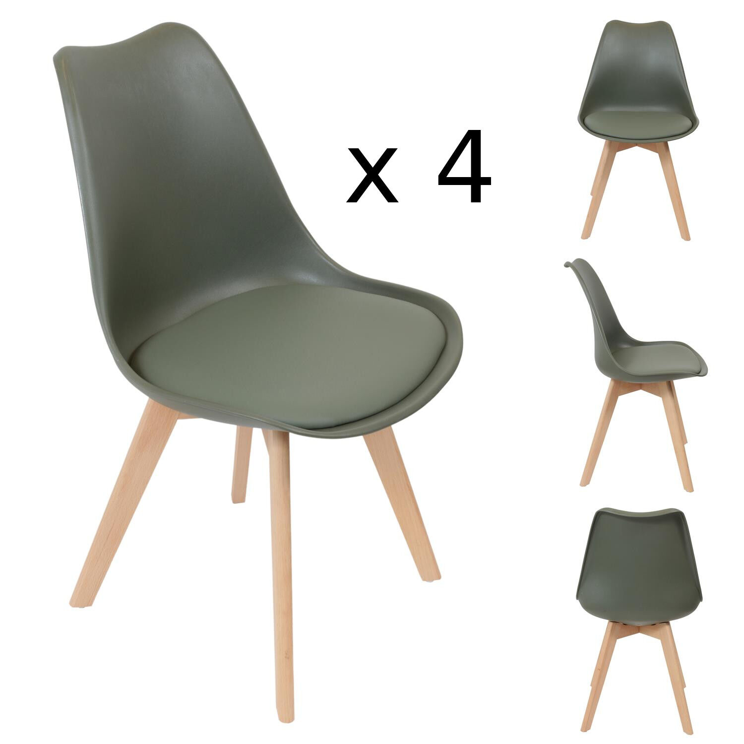 Lot De 4 Chaises Scandi Kaki