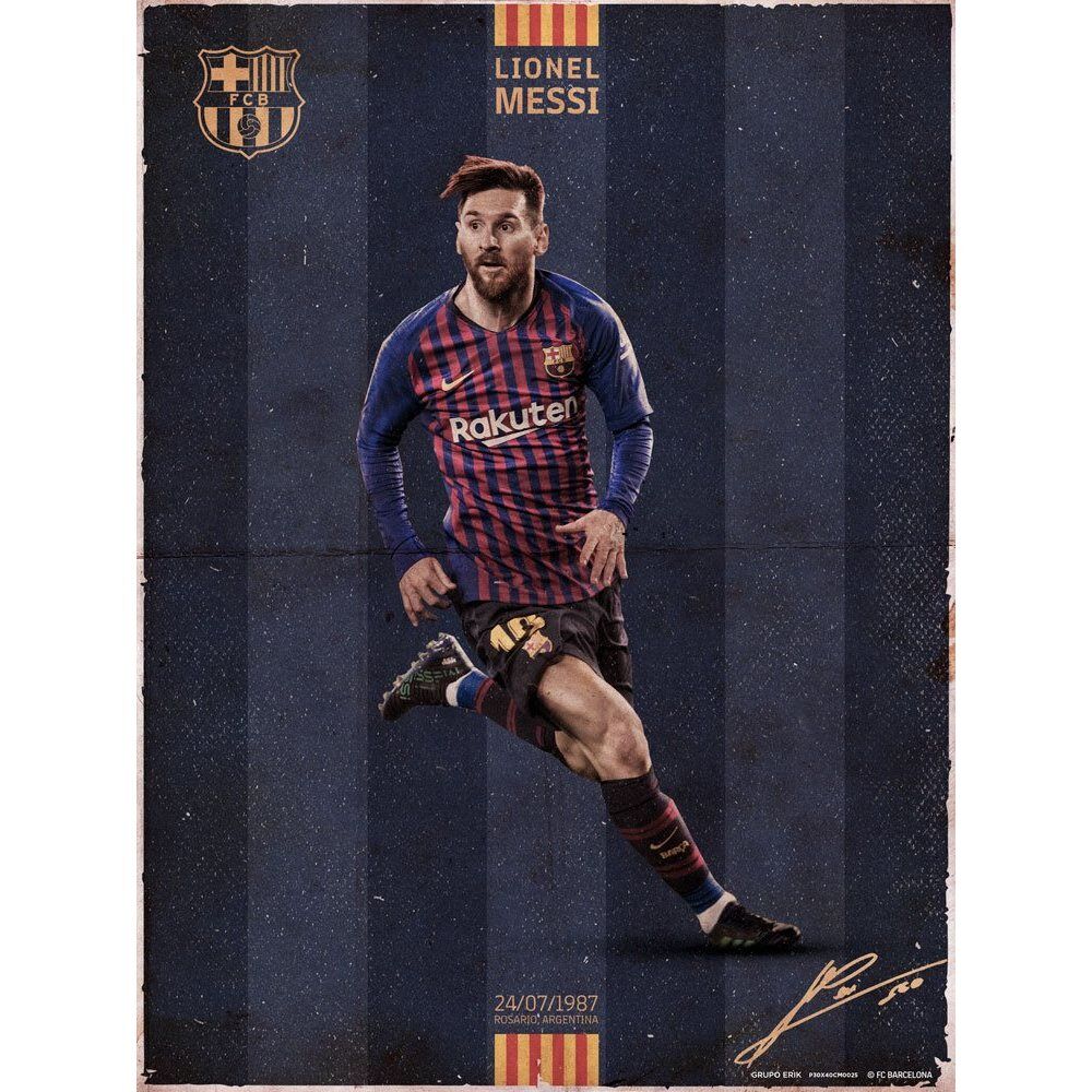 Mini Poster Barcelona Messi Vintage 30x40cm