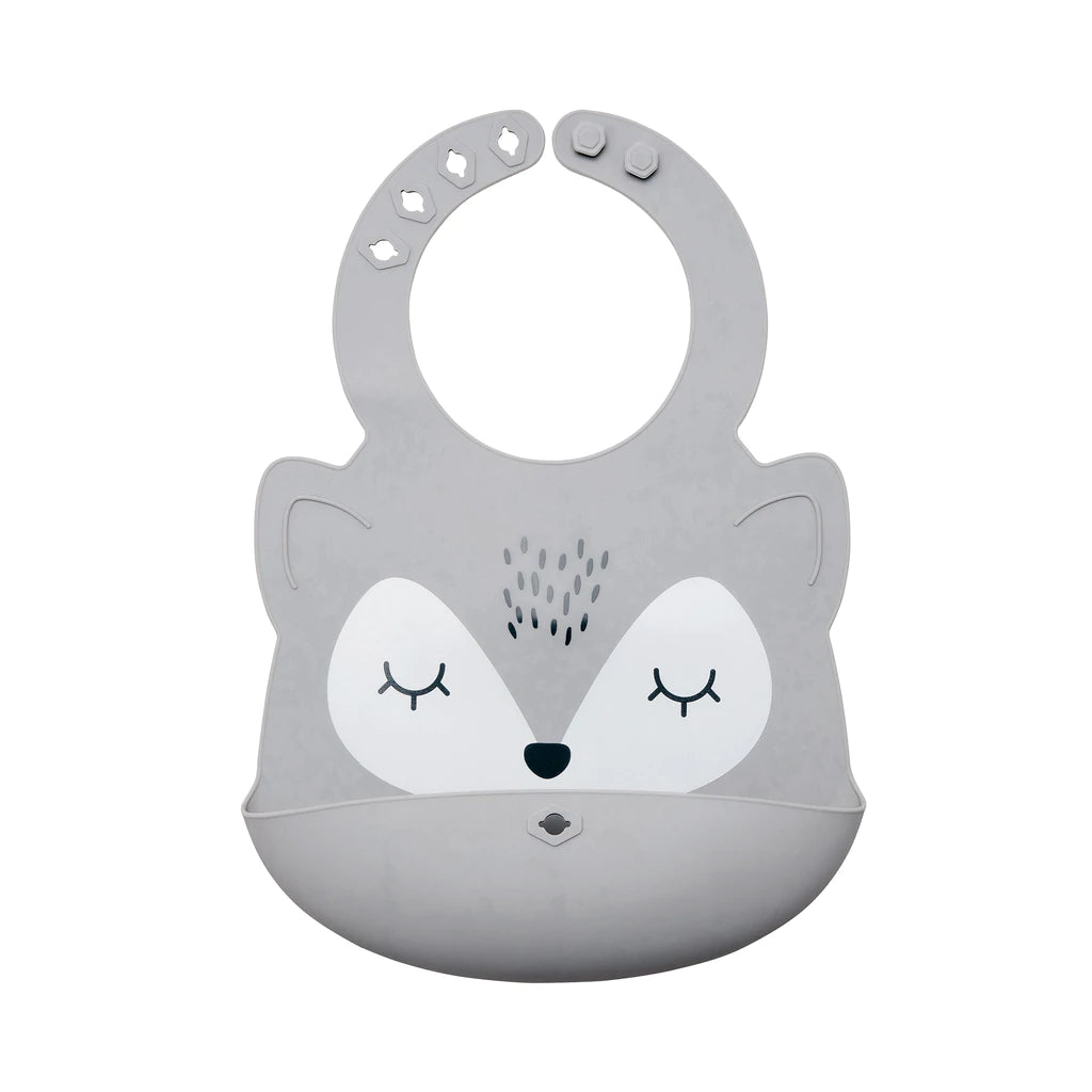 Bavoir en silicone - Renard Gris