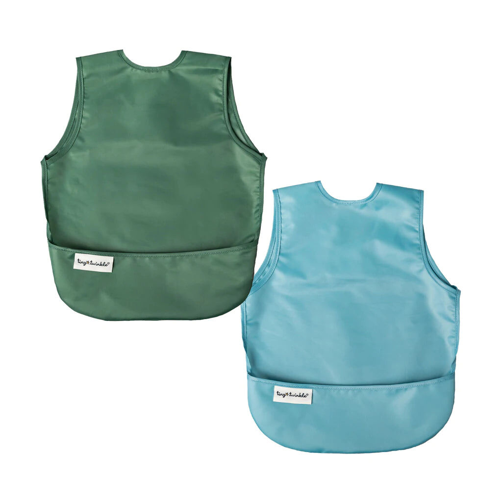 Ensemble de 2 bavoirs Mess-proof - Ardoise / Olive