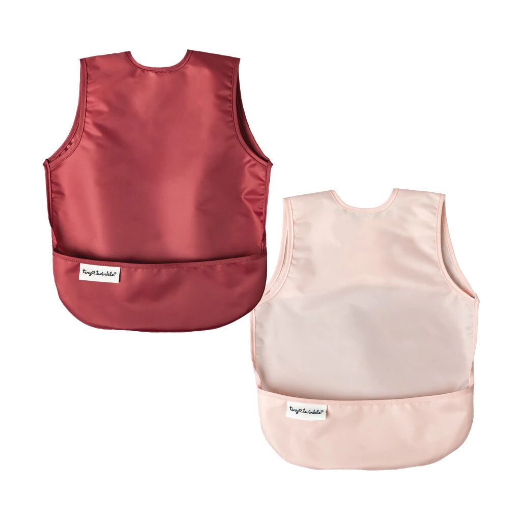 Ensemble de 2 bavoirs Mess-proof - Bordeaux / Rose