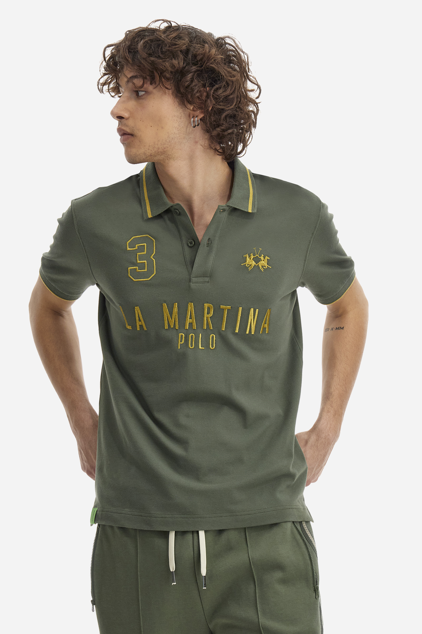 Polo En Piqué De Coton Extensible Coupe Classique - Yeshayahu thumbnail 4