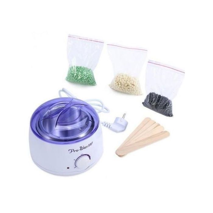 Ensemble Épilation à la Cire : Chauffe-cire Pro Wax + Cire + Spatules - pour Une Épilation Douce et Facile