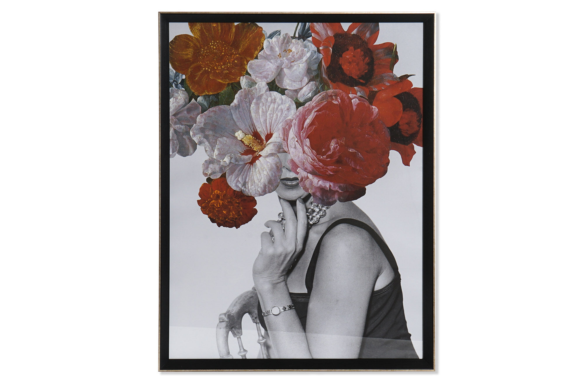 FEMME Multicolore Tableau Encadré en Toile et Verre
