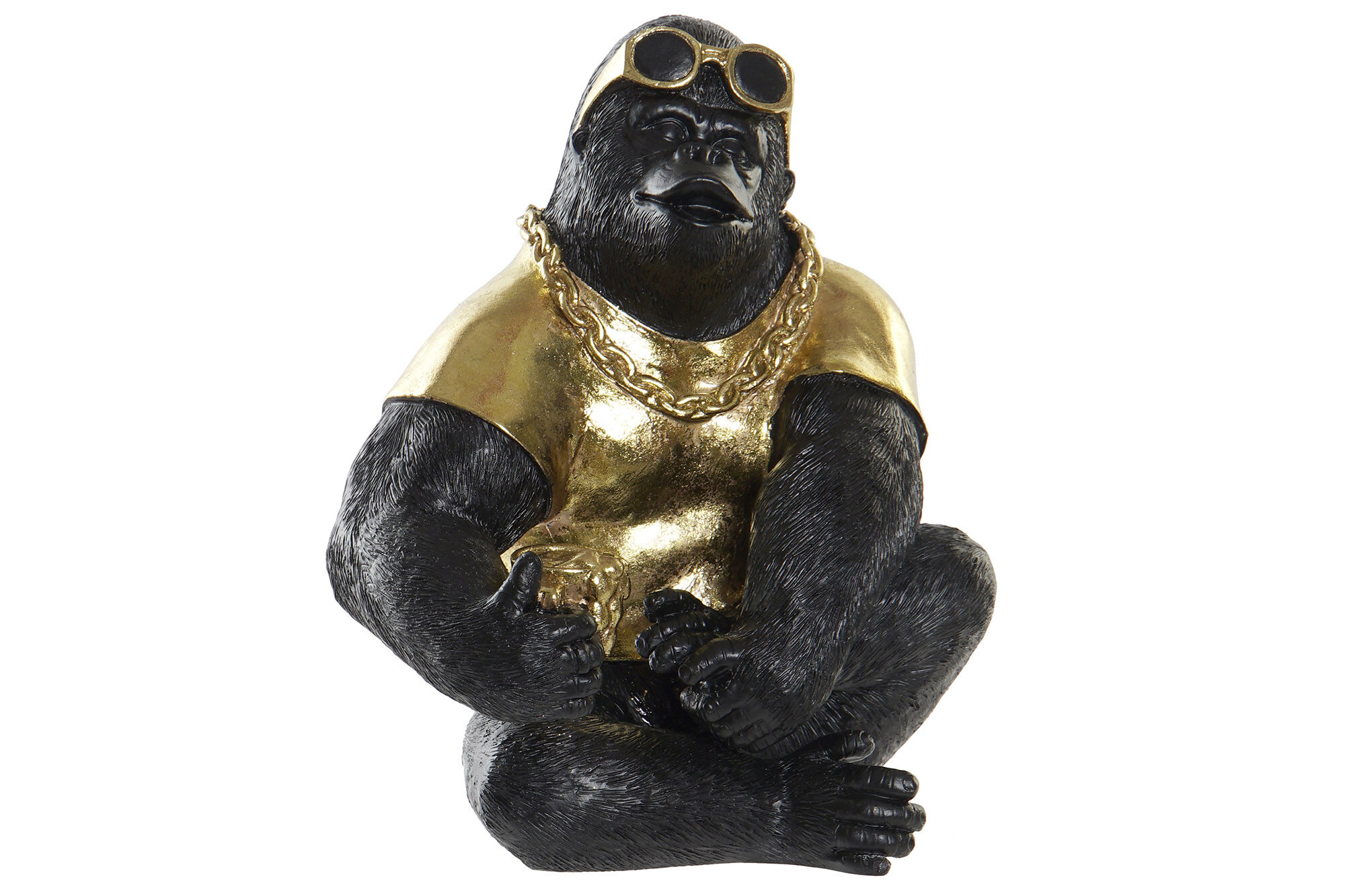 Gangsta Gorille Figure Doré En Résine 21x18x25 Cm
