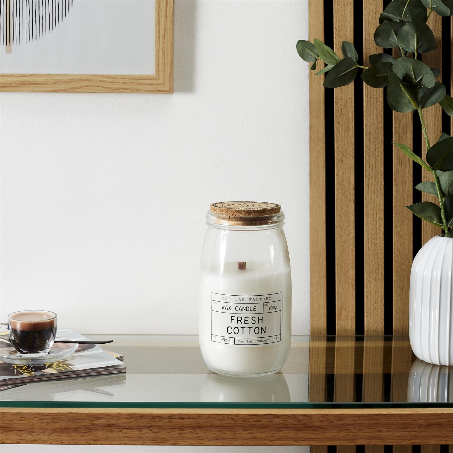 BOUGIE Parfumée top liège mèche bois