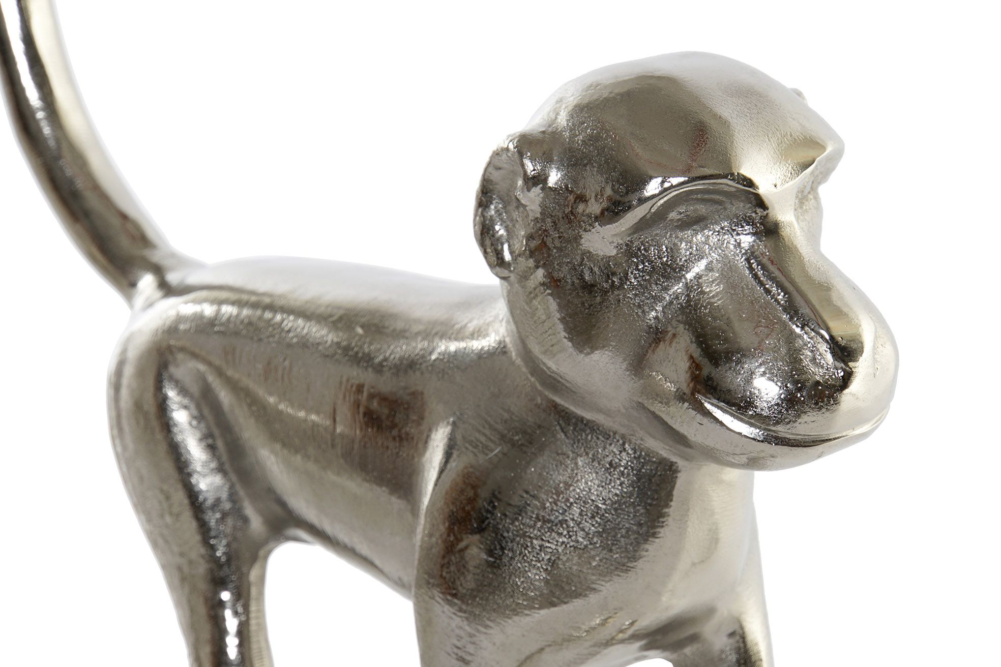 Singe Argenté Figure En Aluminium 29x9x34