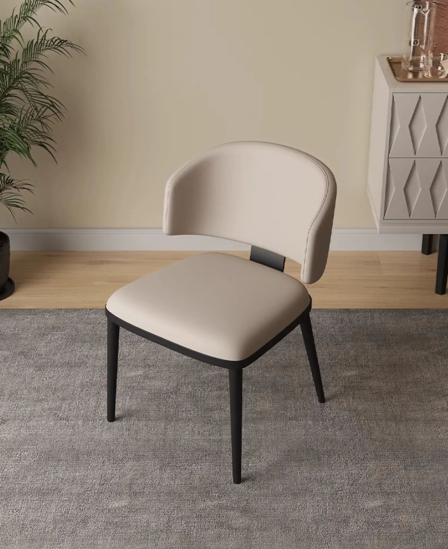 Marino Chaise Rembourrées Moderne de Haute Qualité avec Pieds en Métal - Taupe