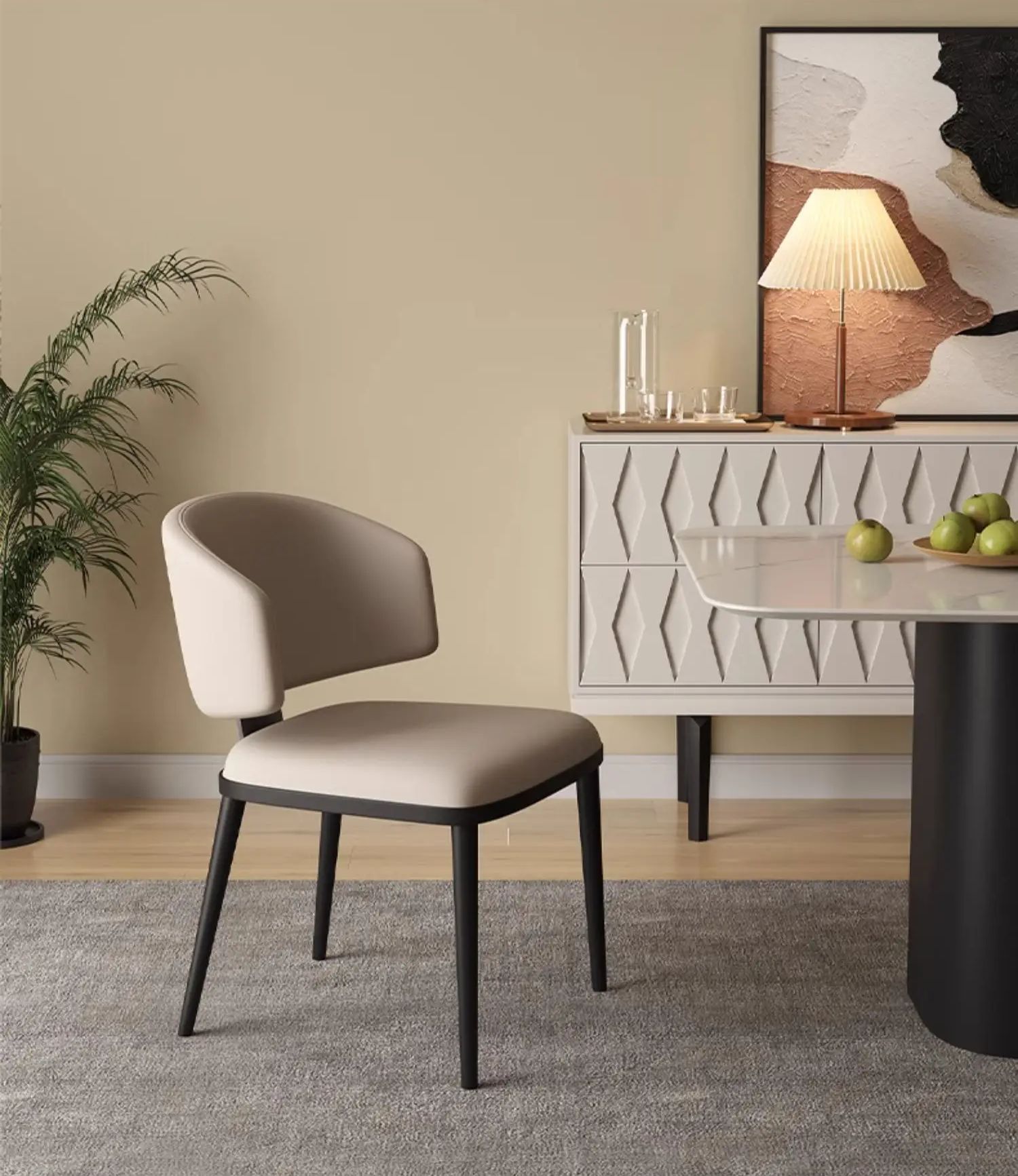 Marino Chaise Rembourrées Moderne de Haute Qualité avec Pieds en Métal - Taupe