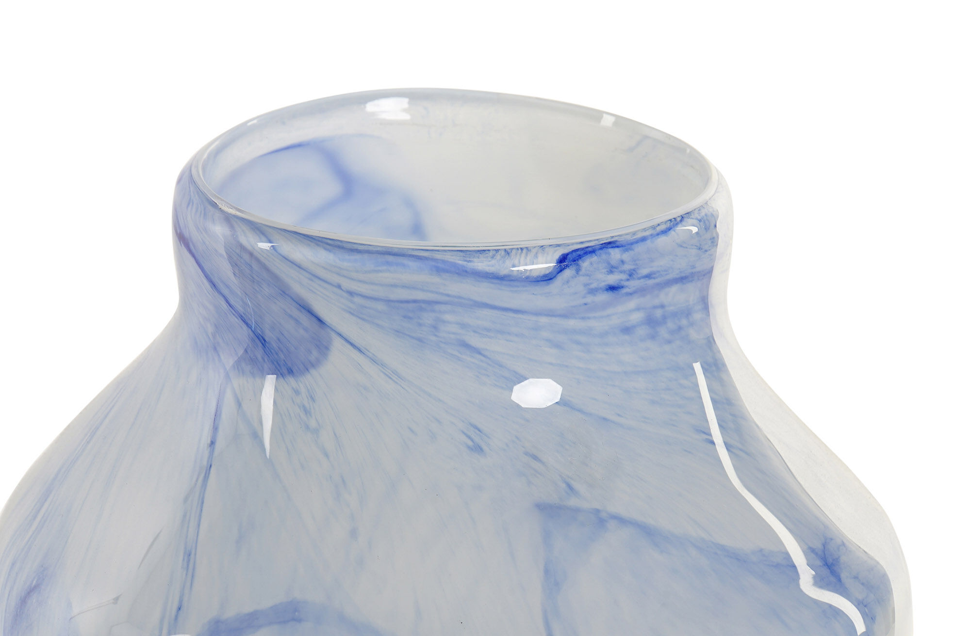 Couvercle Bleu Vase en Verre et Métal 21x21x52