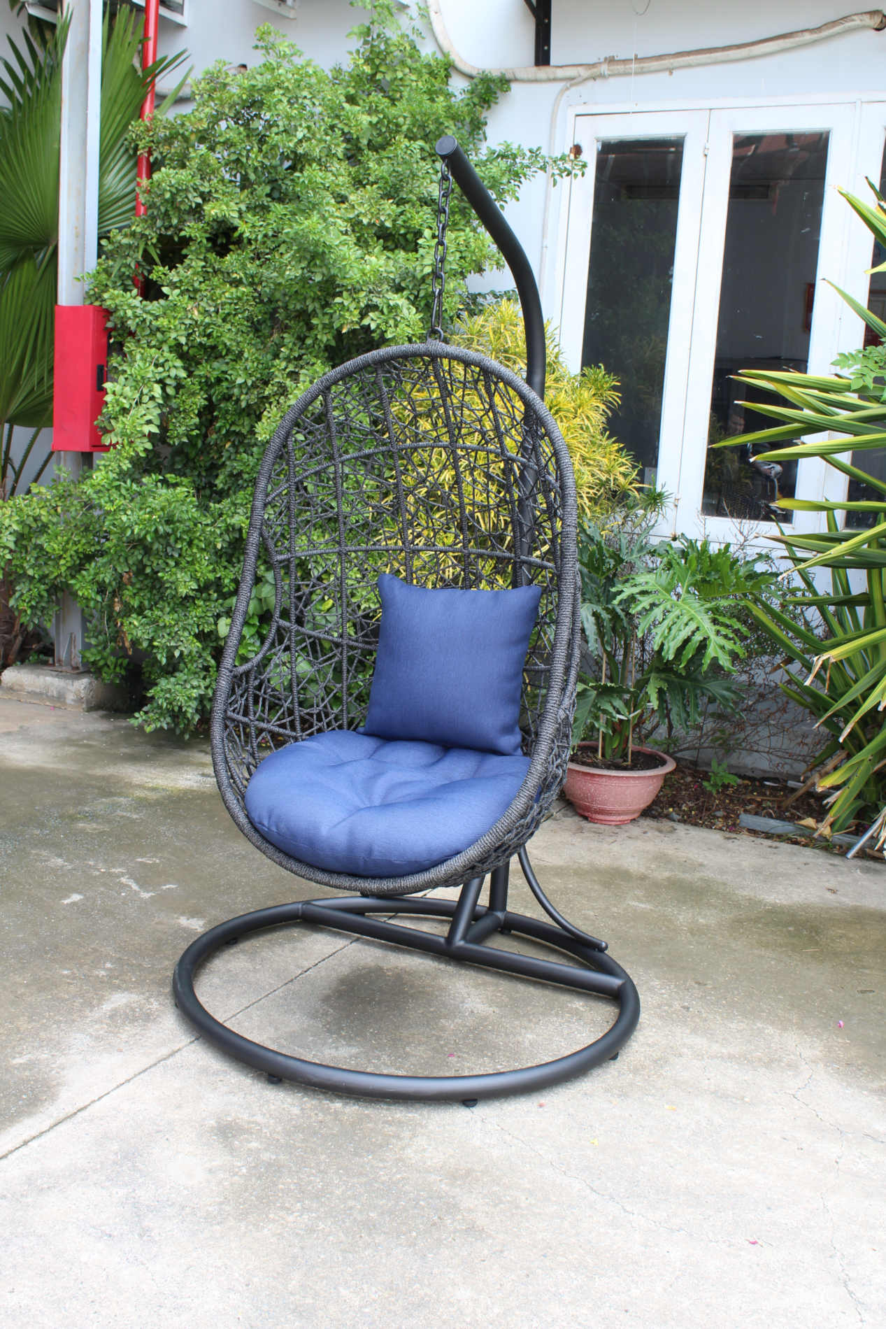 TONY Fauteuil suspendu de jardin en métal et corde