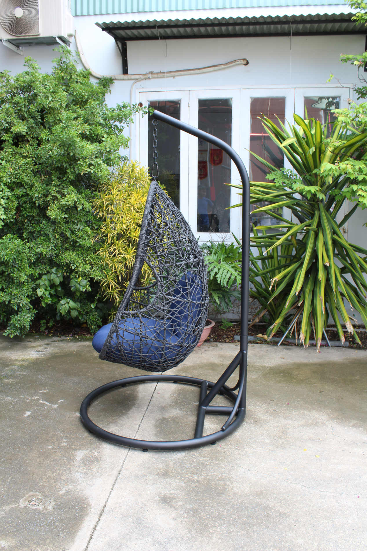 TONY Fauteuil Suspendu de Jardin en Métal et Corde thumbnail 4