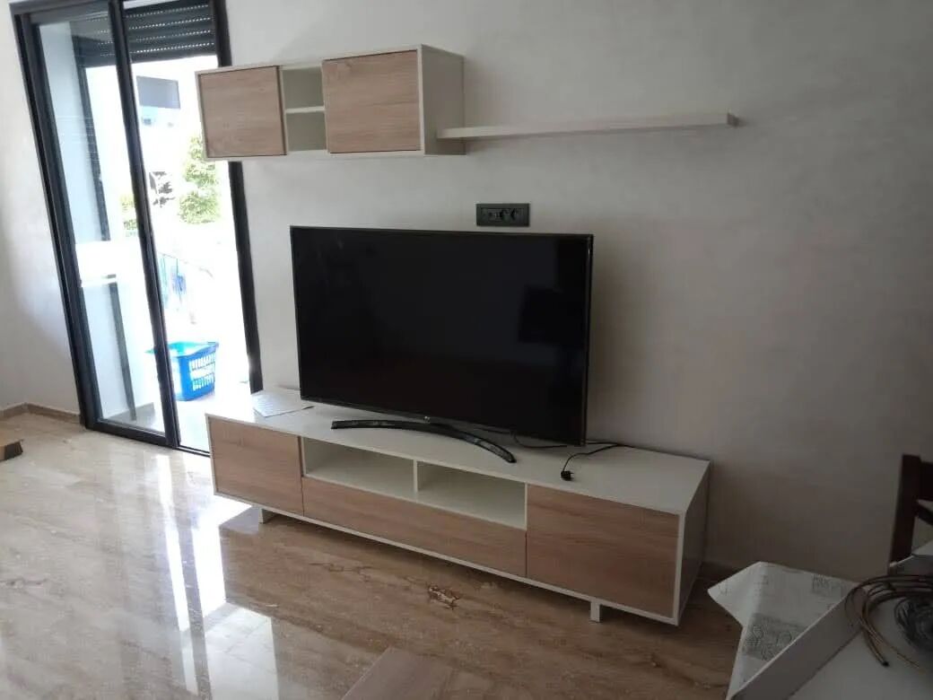 BELUS Meuble TV Blanc et chêne 200 cm