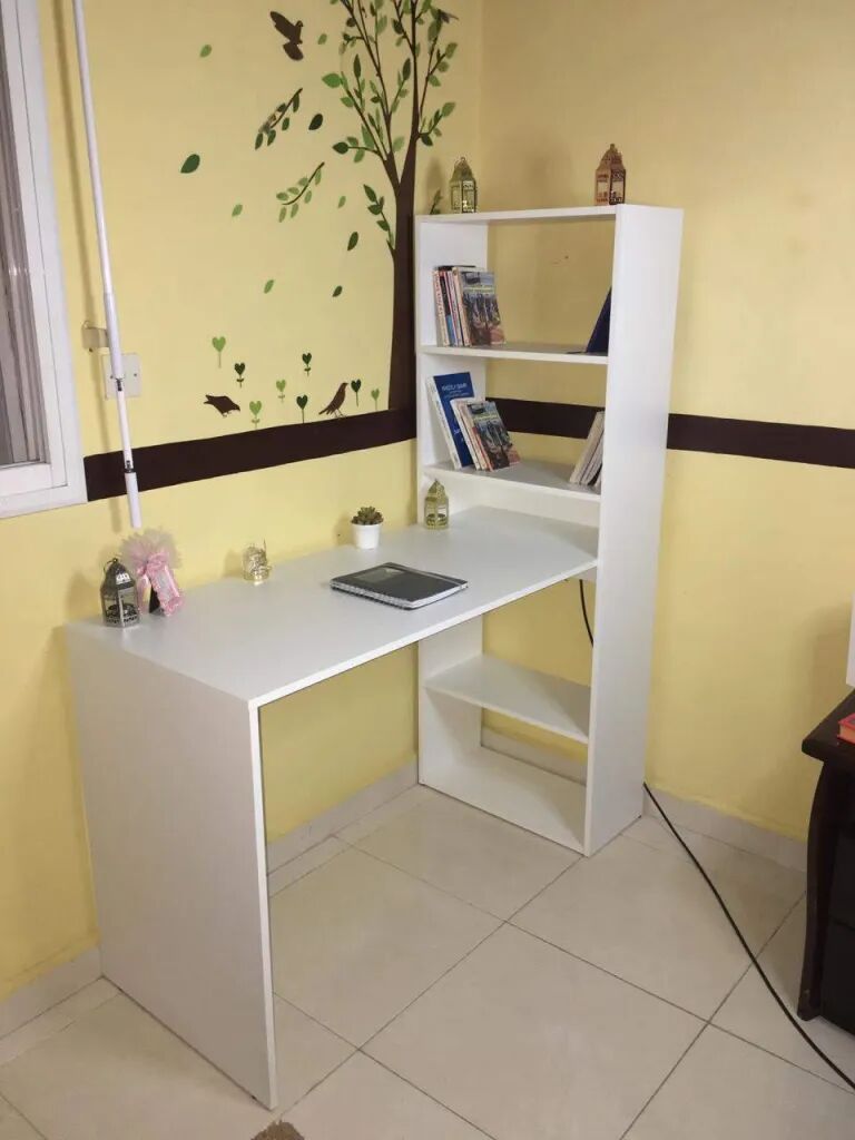 Duplo Bureau Et Bibliothèque Blanc 120 Cm (sans Chaise)