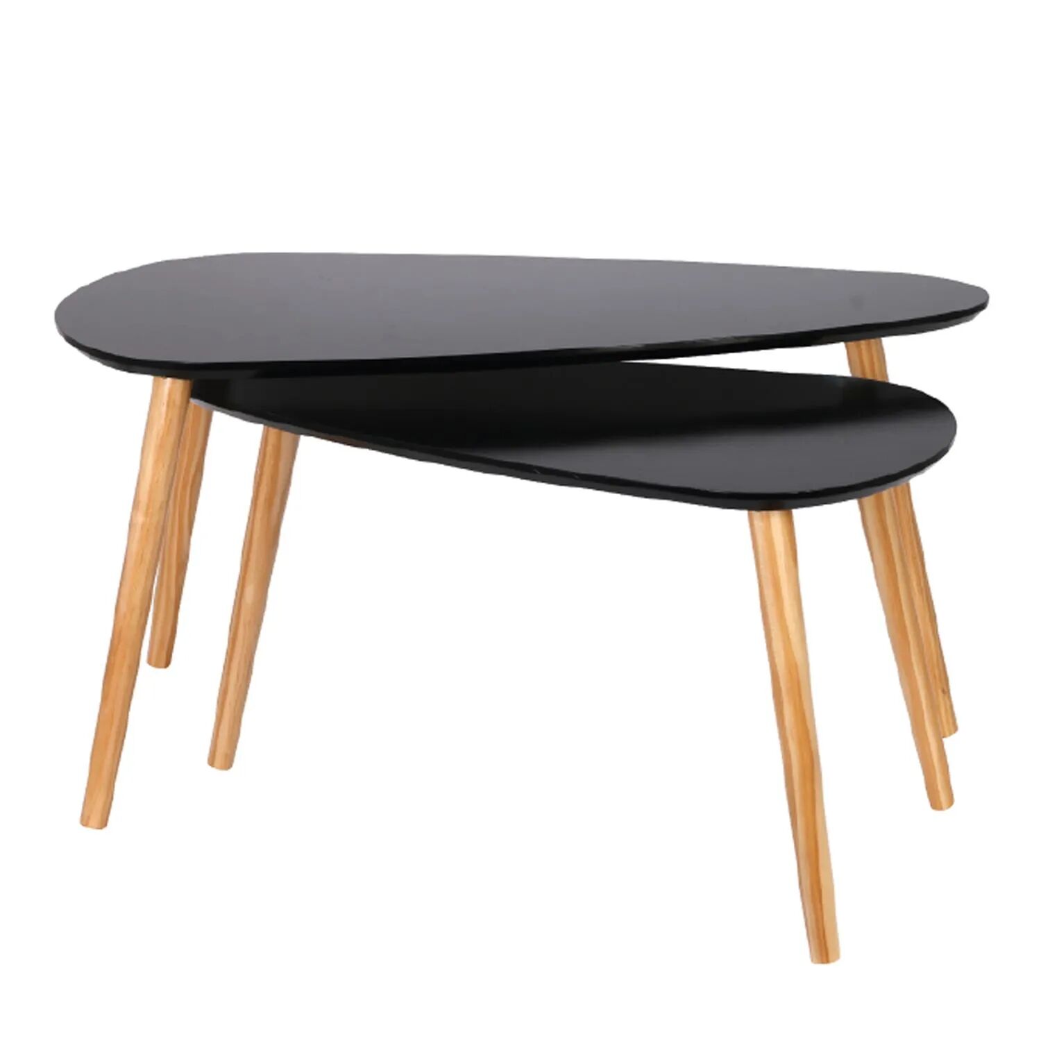 Franky Table Basse Gigogne Galet Noir 80 X 50 X 39.5 Cm