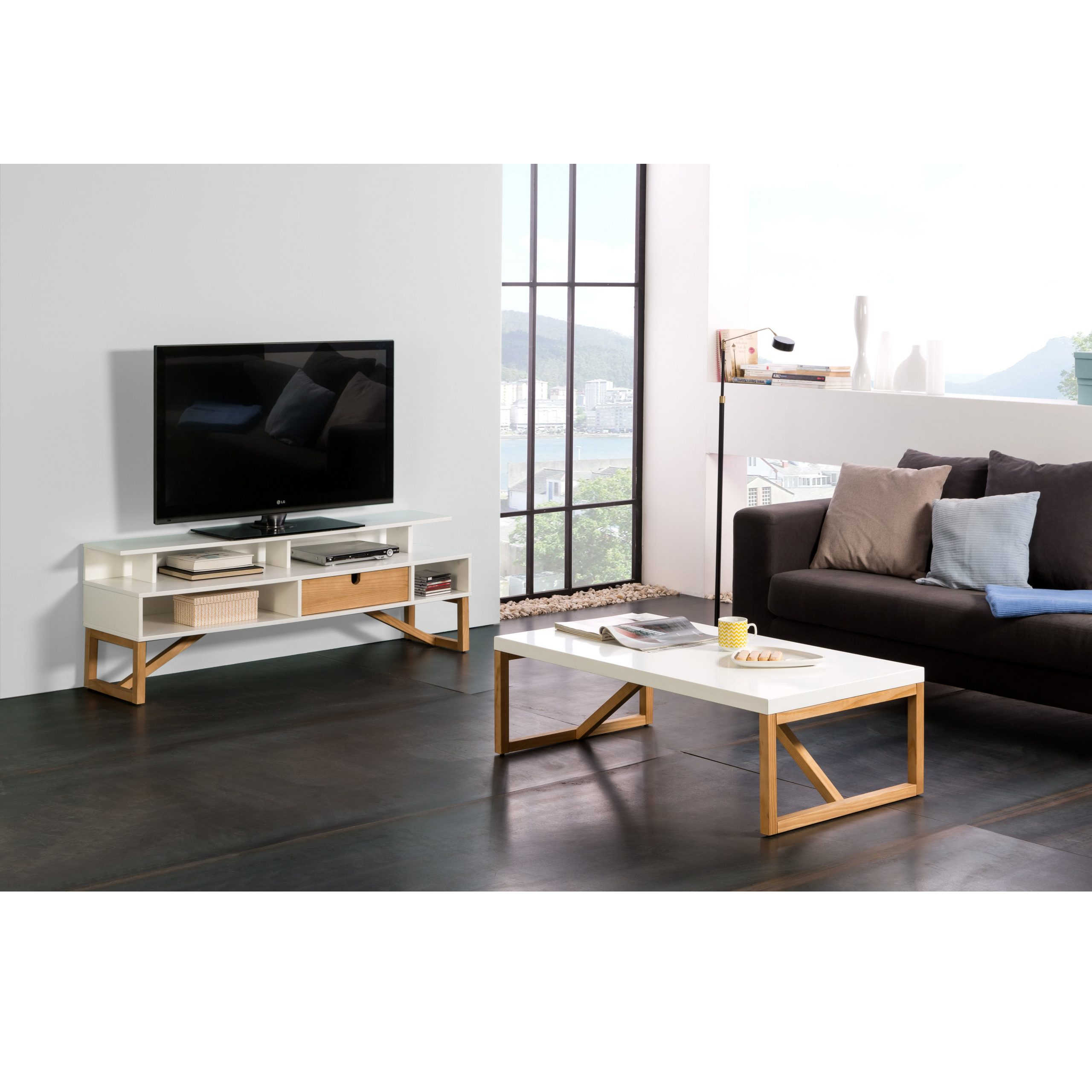 Galia Meuble Tv Avec 1 Tiroir Blanc 139 Cm
