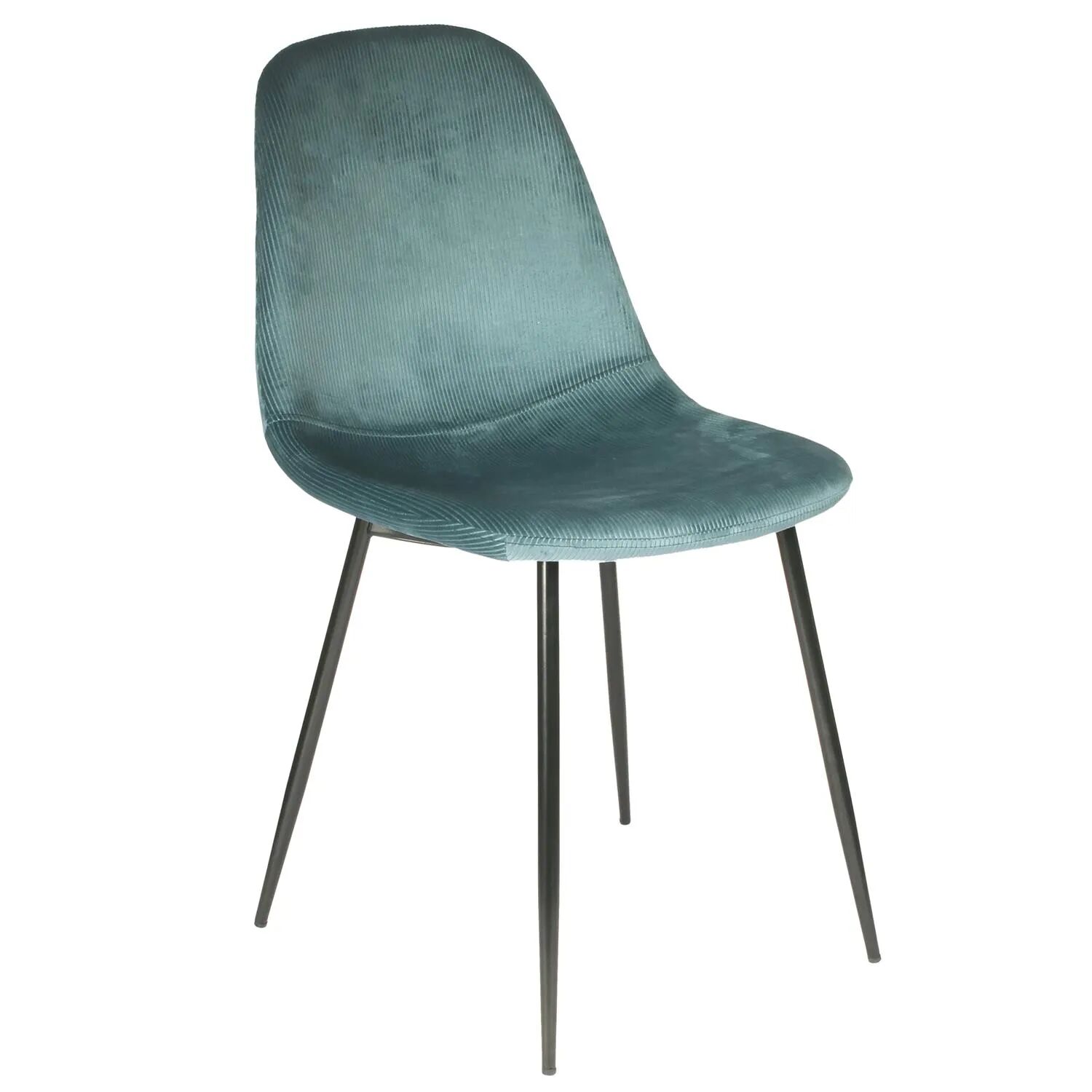 Giulia Chaise Velours Côtelés Bleu Canard 43.7 X 85.5 X 54.2 Cm