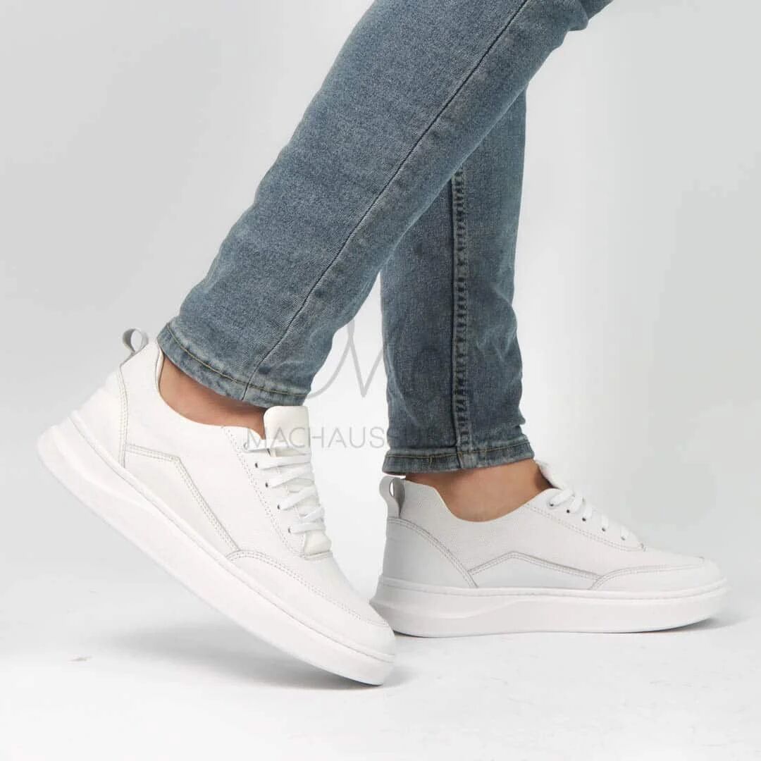 Move - Baskets Basses 100% Cuir – Blanc