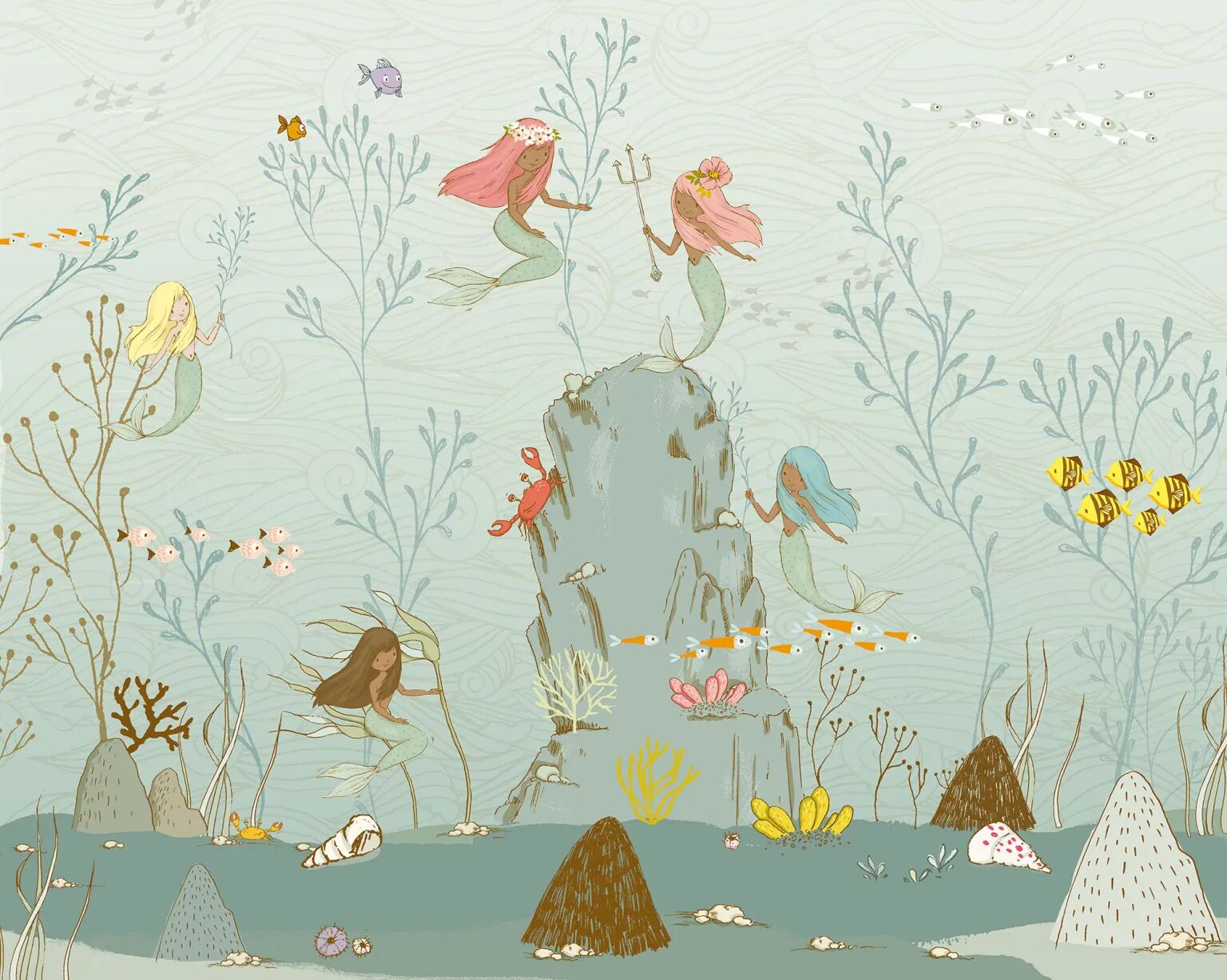 MERMAIDS Papier Peint Photo Murale Intissé – L 350 x 280 cm thumbnail 2