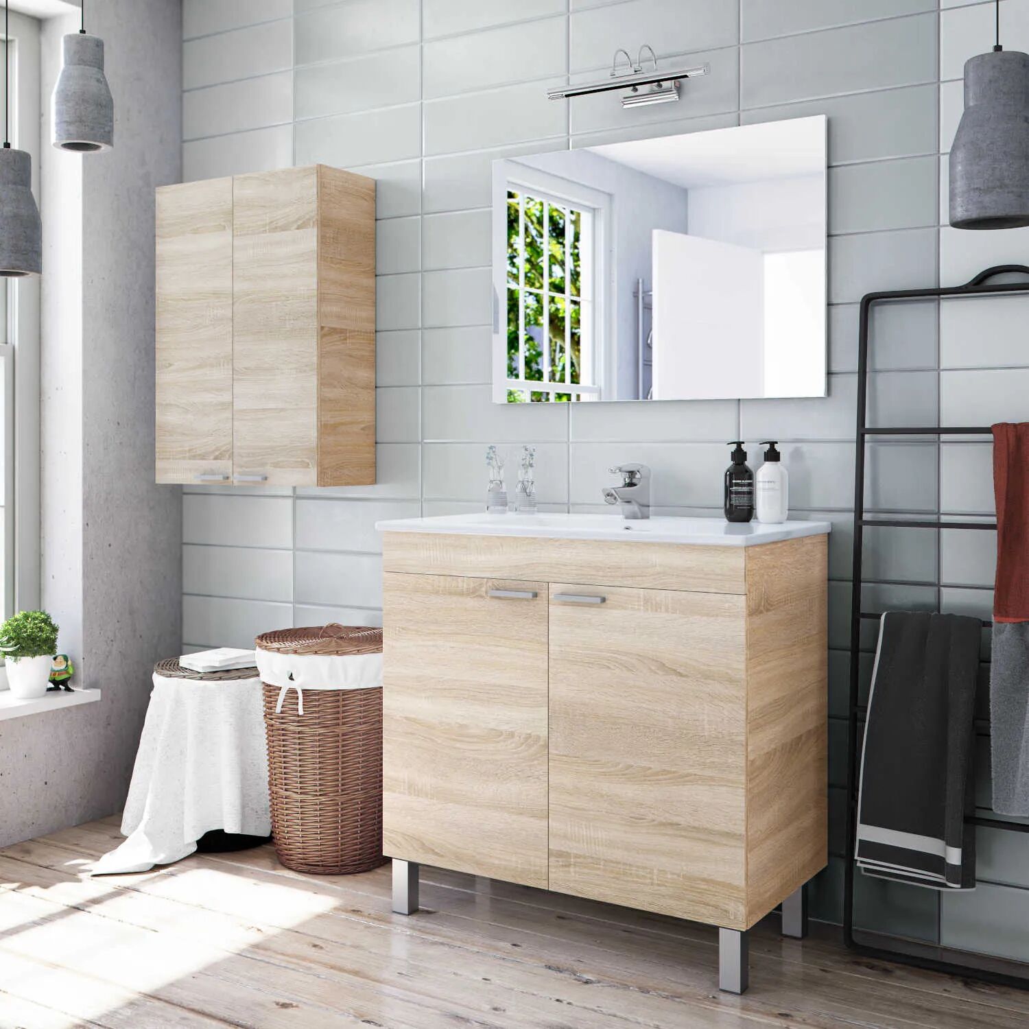 KONCEPT Colonne suspendu une porte chêne 85 cm