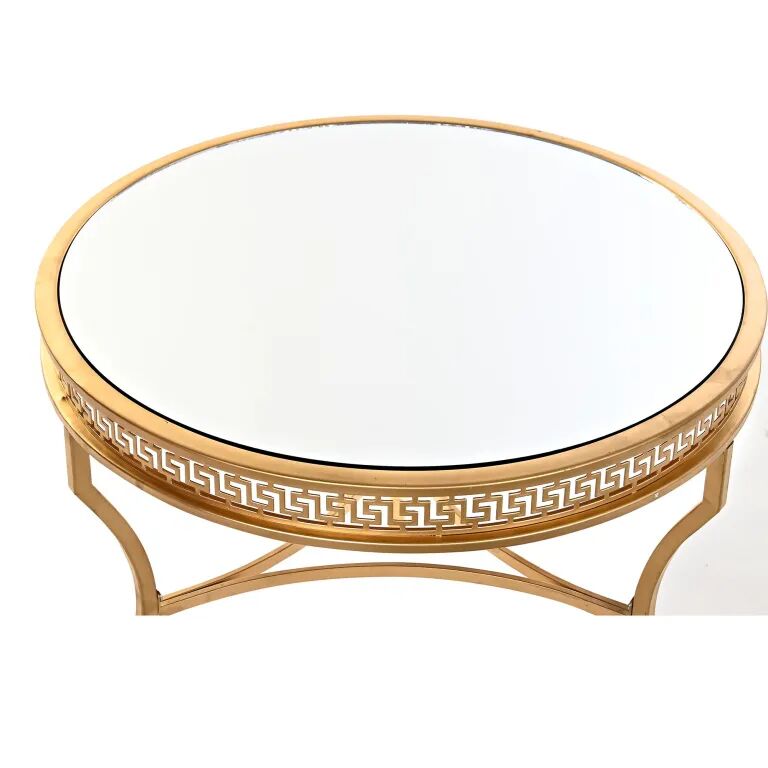 Table De Coin Doré En Métal Et Miroir 61 X 61 X 46 Cm