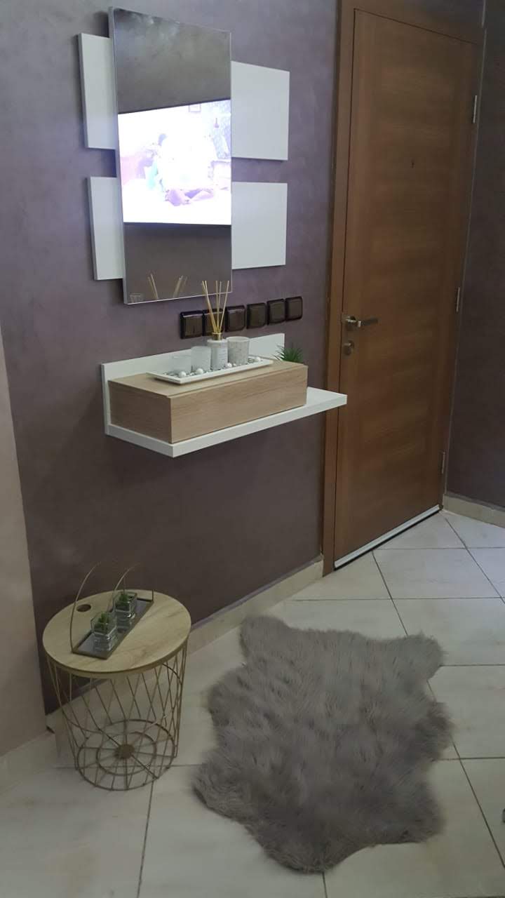 TEKKAN Meuble dentrée Blanc et Chêne avec miroir thumbnail 3