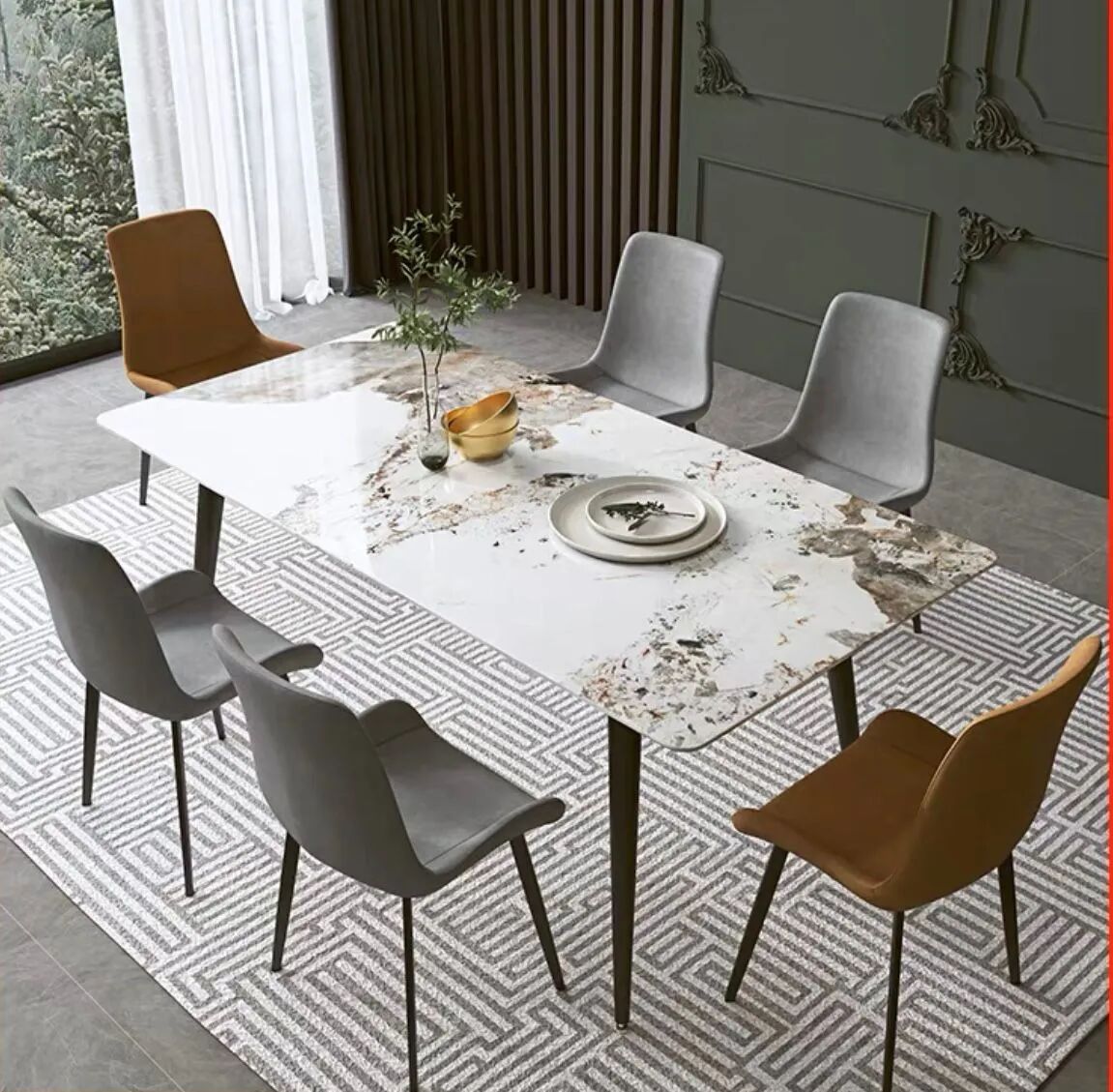 Lolia Table A Manger En Pierre Frittée 180 X 90 Cm ( Sans Chaises )