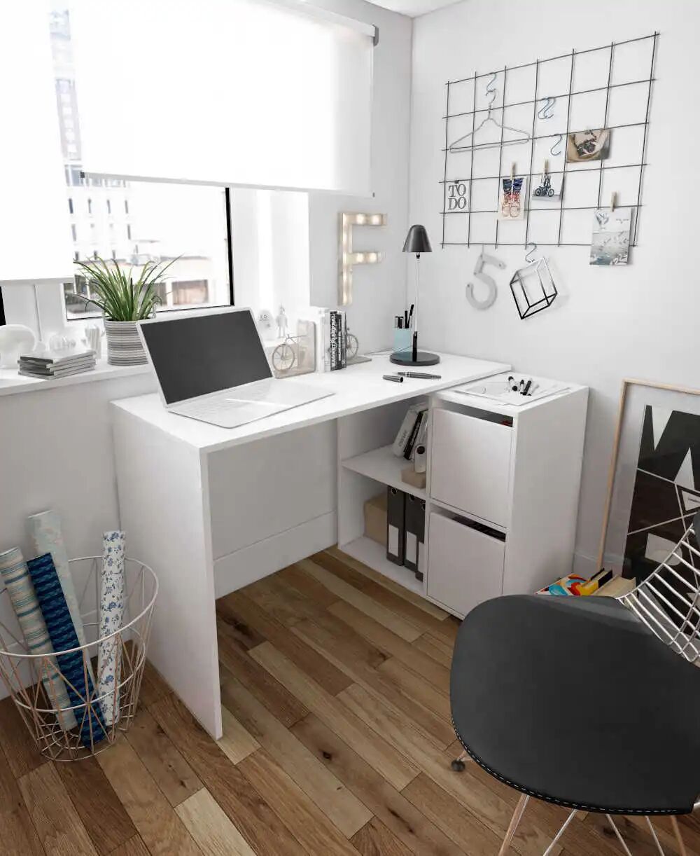 Adapta Bureau Multi Position Avec Rangement 120 Cm Blanc