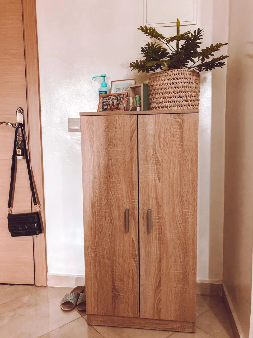 BASIC 55 meuble à chaussures (Blanc et Chêne)