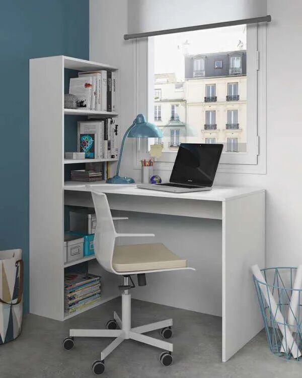 Duplo Bureau Et Bibliothèque Blanc 120 Cm (sans Chaise)