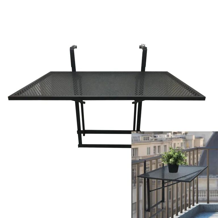 CLARA table de balcon pliable noir 60.5x40x50 cm