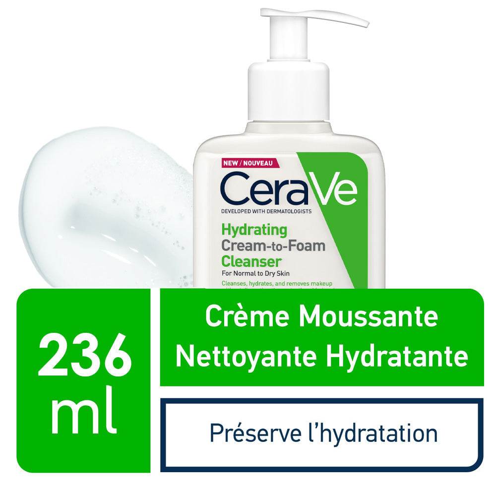 Crème Moussante Nettoyante Hydratante Démaquillage Doux Peaux Sèches