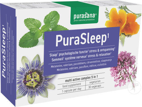Purasleep 30 Vegacaps Complément Alimentaire Sommeil Naturel Mélatonine Plantes Relaxantes