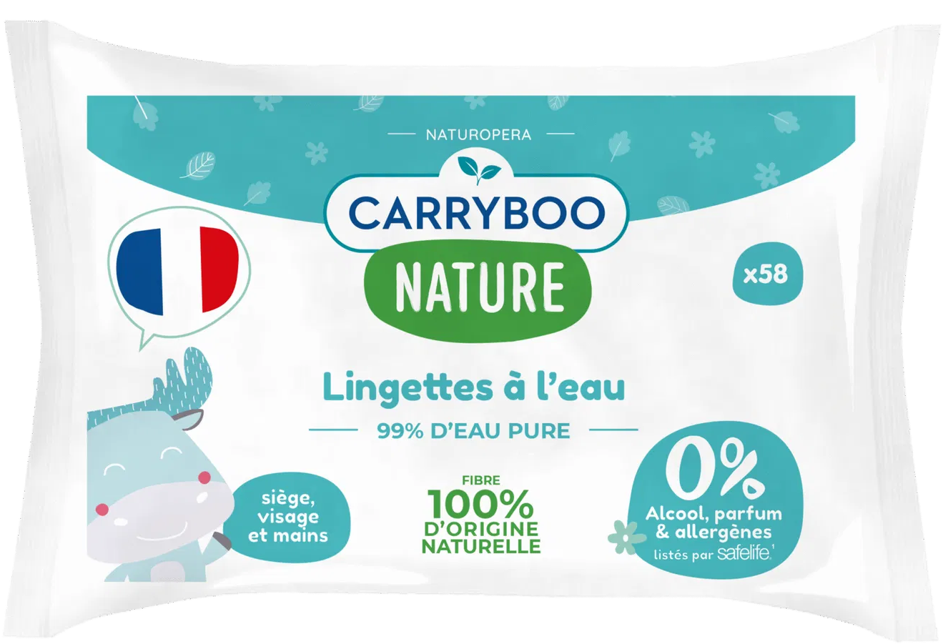 Lingettes À L'Eau Pure Calendula 58 Pièces Bébé Naturelles Peaux Sensibles
