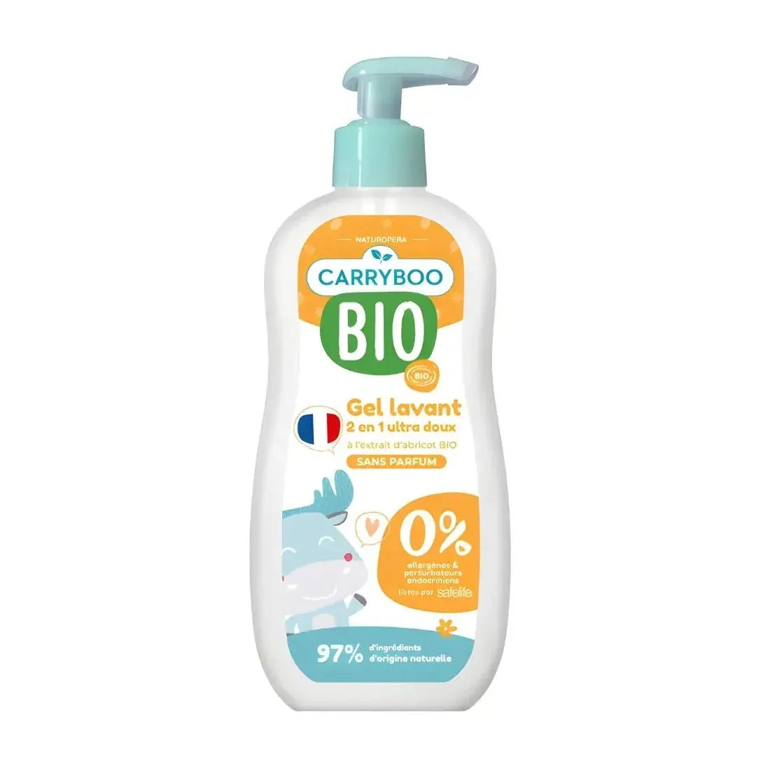 Gel Lavant 2en1 Ultra Doux Abricot 500ml Bain Douche Bébé Cheveux Corps