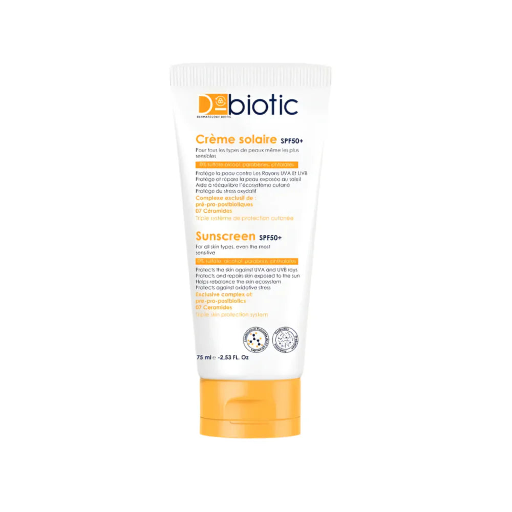 Crème Solaire SPF50+ 75ml Protection Visage Peaux Sensibles Probiotiques
