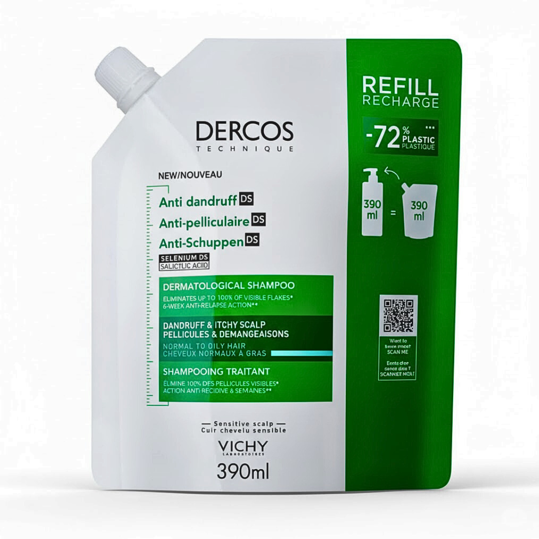 Dercos Shampooing Anti-pelliculaire Cheveux Normaux À Gras Recharge Éco