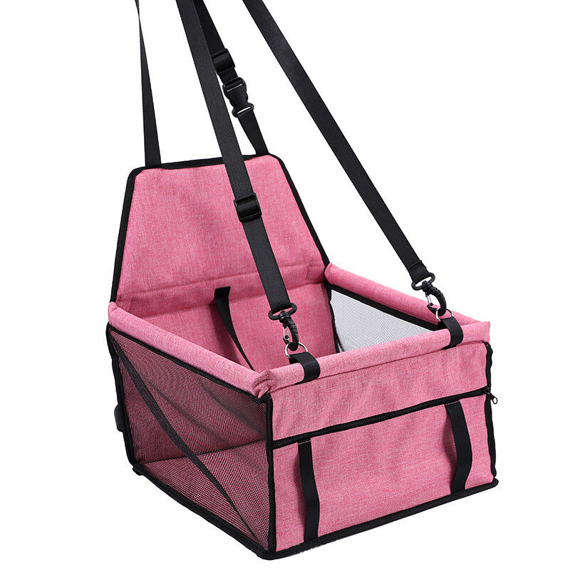 Foldable Dog Car Seat with Safety Belt - Waterproof & Breathable