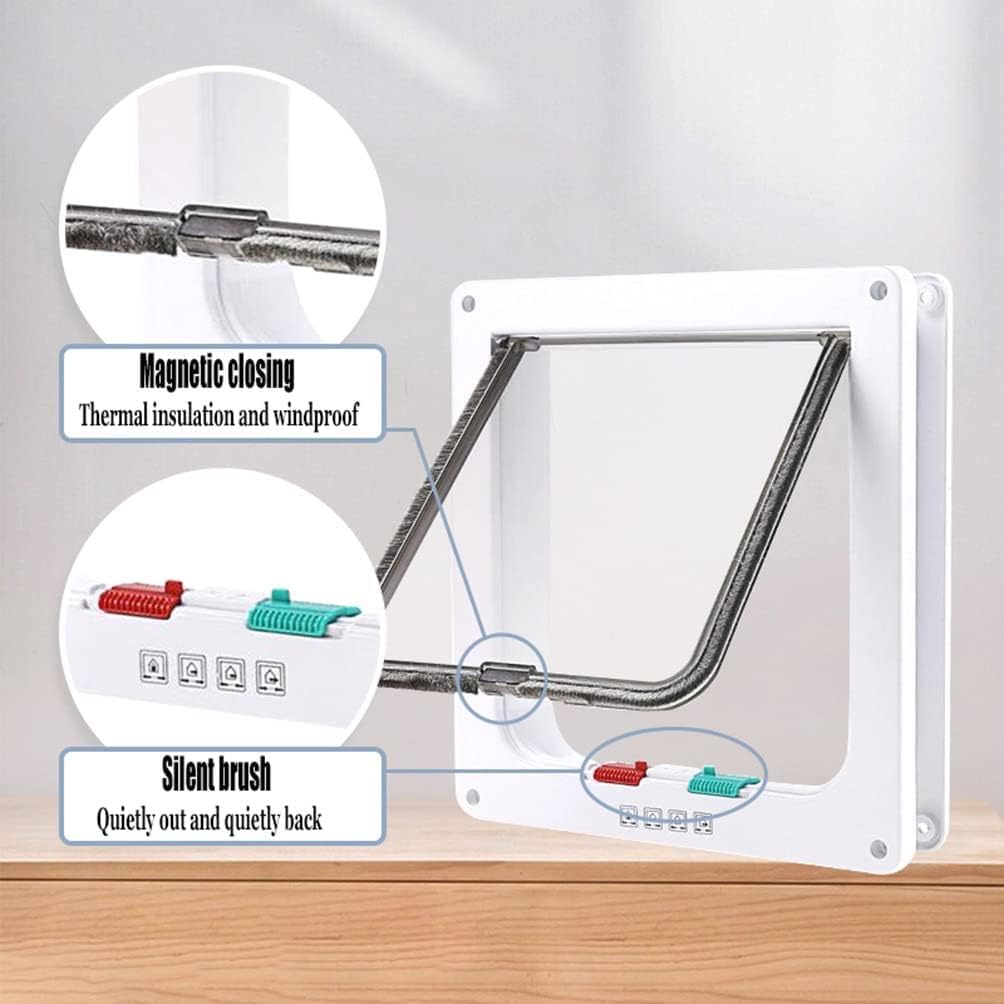 Windproof 4-Way Locking Pet Door – Wall & Door Mounted