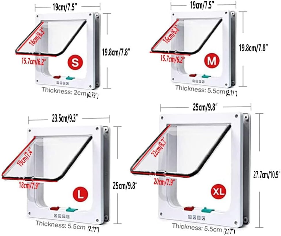 Windproof 4-Way Locking Pet Door – Wall & Door Mounted