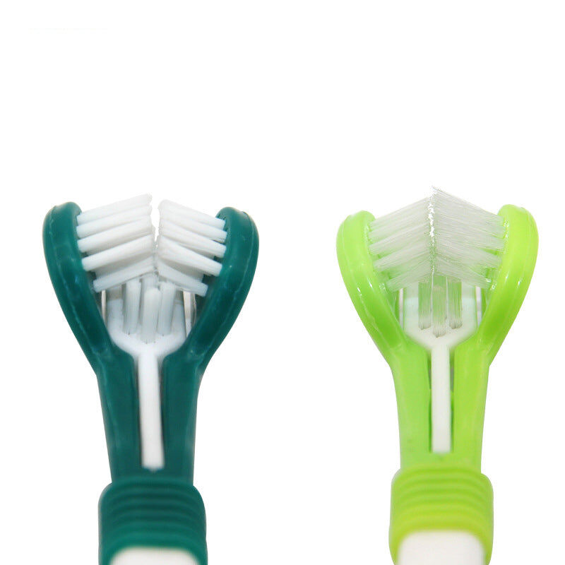 Pet Three-Head Toothbrush - Multi-Angle Teeth Cleaning for Dogs & Cats thumbnail 1