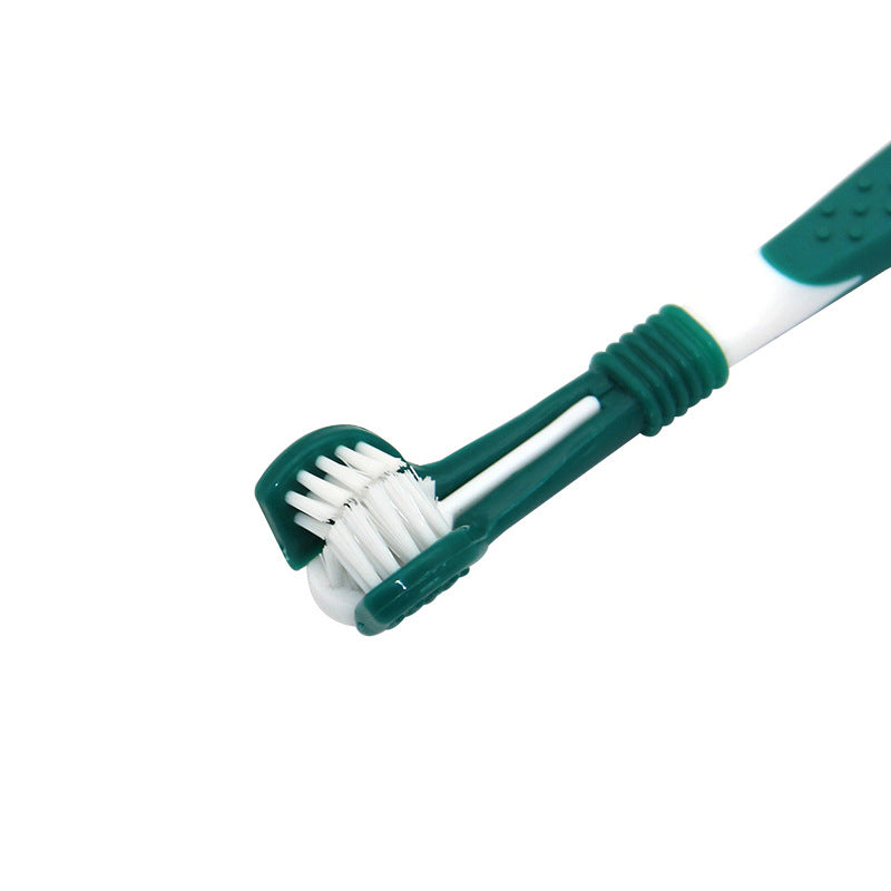 Pet Three-Head Toothbrush - Multi-Angle Teeth Cleaning for Dogs & Cats thumbnail 3