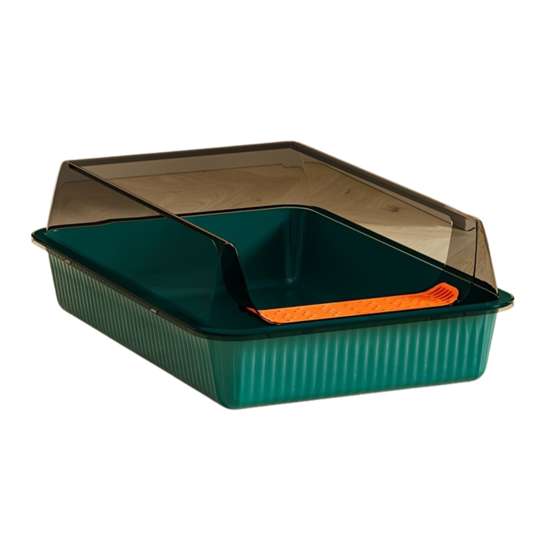 High Fence Cat Litter Box – Semi-Enclosed Tray with Scoop