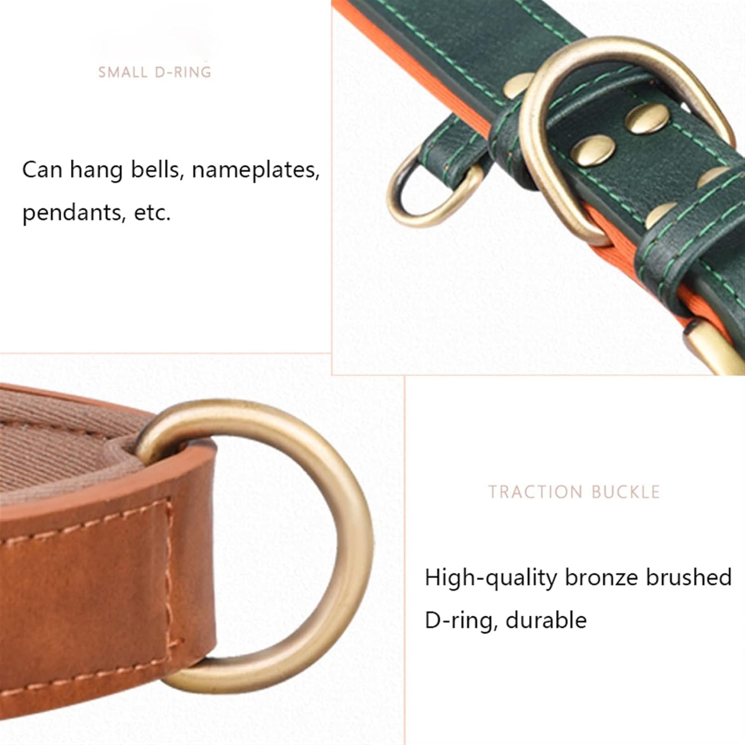 Adjustable Leather Dog Collar – Padded & Durable with D-Ring thumbnail 1