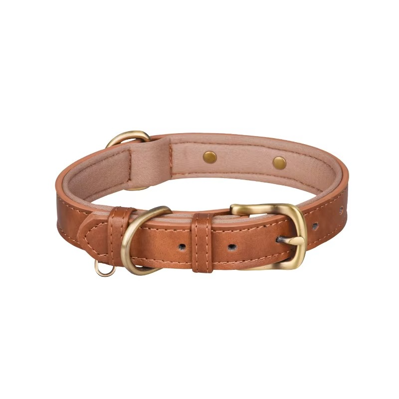 Adjustable Leather Dog Collar – Padded & Durable with D-Ring thumbnail 3