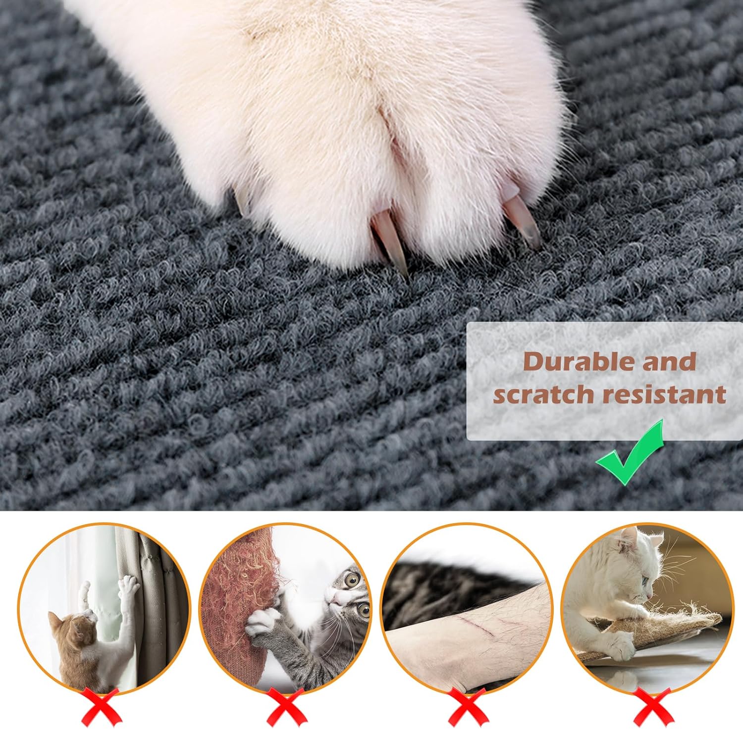 Self-Adhesive Cat Scratching Mat – Furniture Protector Rug thumbnail 1